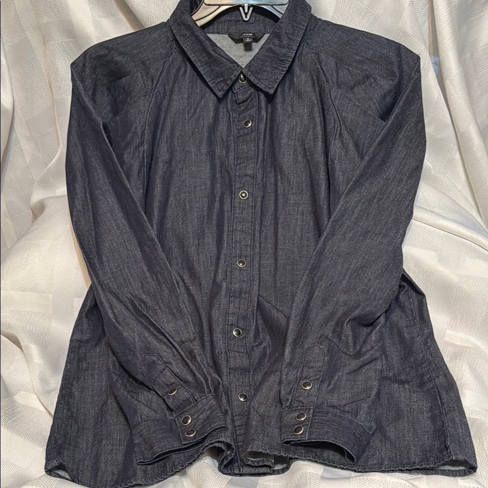 NWOT Joe’s Jeans Collection Sz XL Dark Blue Denim Button Down Snap Shirt